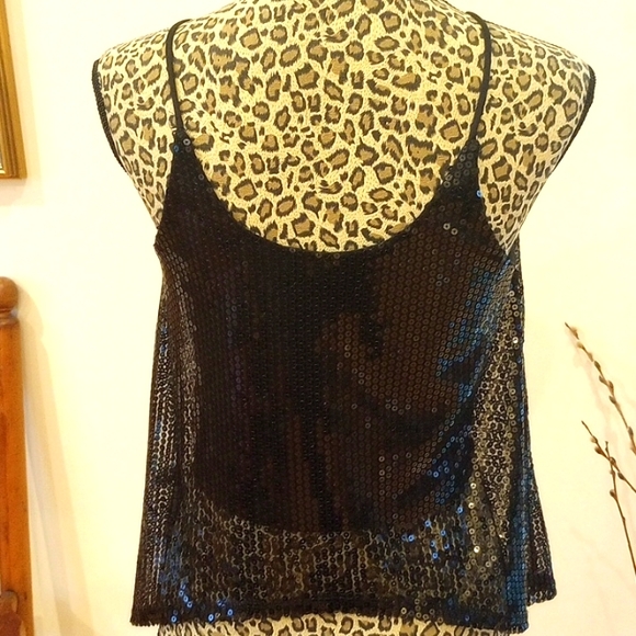 Maite Perroni Sequined Camisole Top Size:M Color:Black - Picture 3 of 10